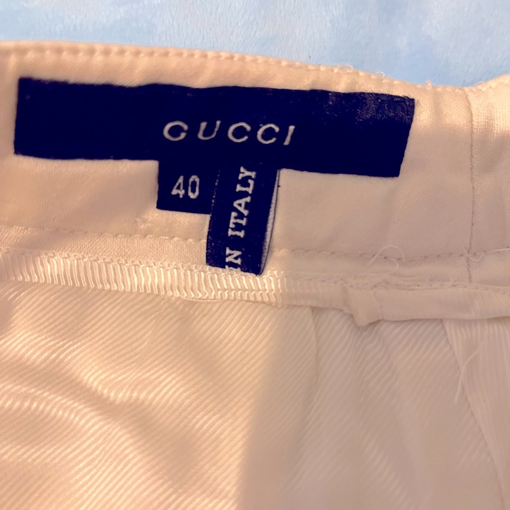 GUCCI euc cream ivory trousers size 40 wide legged pants